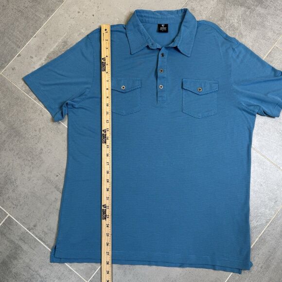 KÜHL Icelandr Polo Shirt Blue Textured Short Sleeve Pockets Men’s Large - Picture 4 of 9
